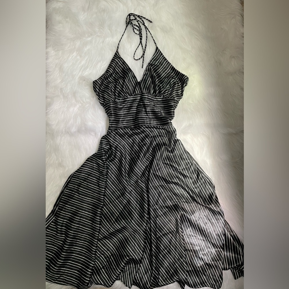 Alyn Paige Black & White Marilyn Styled Striped Dress